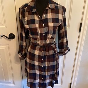 Ellison plaid flannel button up shirt dress